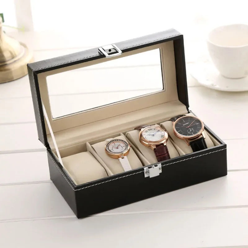 Leather Watch Box - Transparent Lid