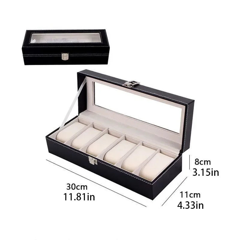 Leather Watch Box - Transparent Lid