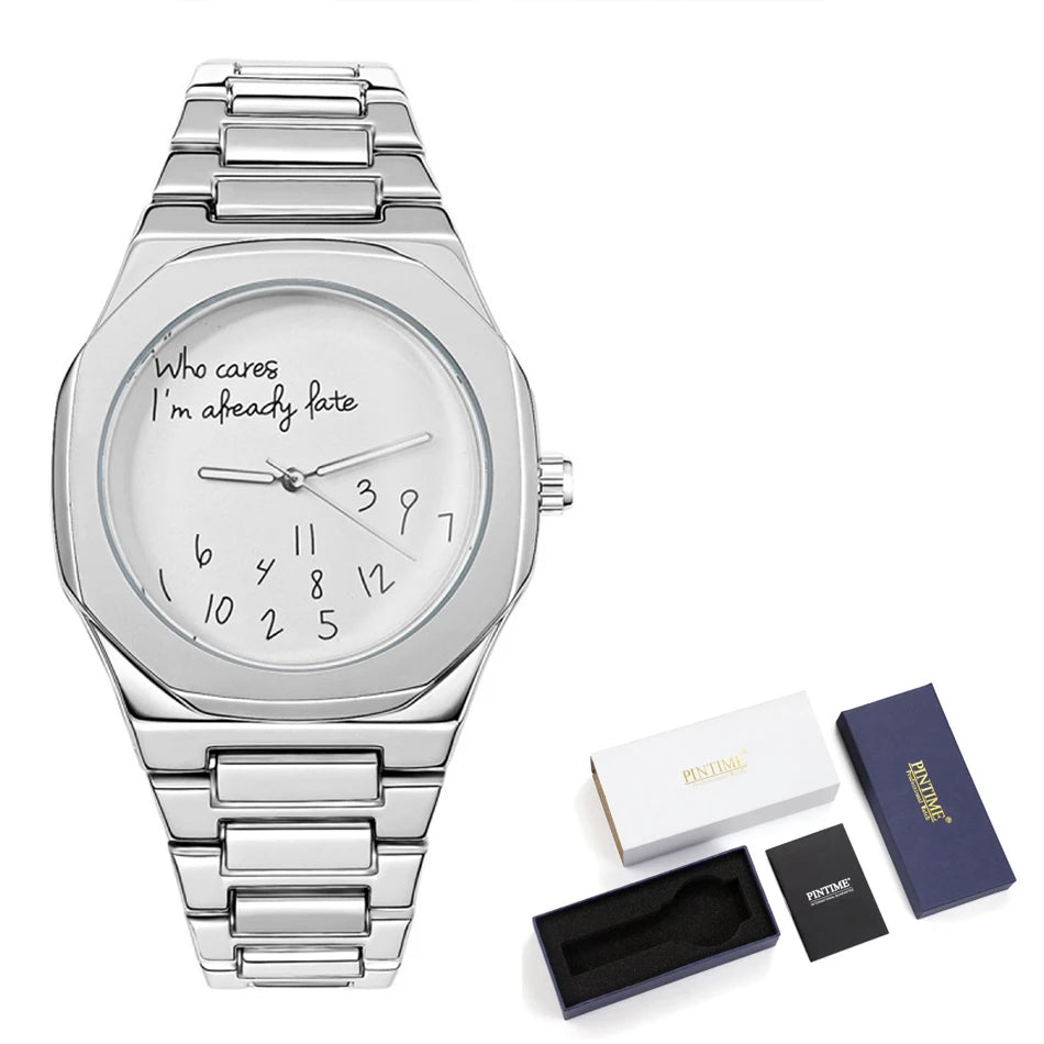 "Who Cares I'm Already Late" Quartz Wristwatch for Men