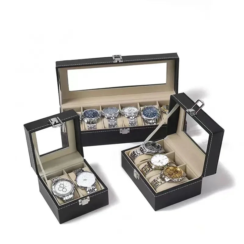 Leather Watch Box - Transparent Lid