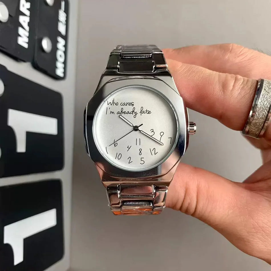 "Who Cares I'm Already Late" Quartz Wristwatch for Men