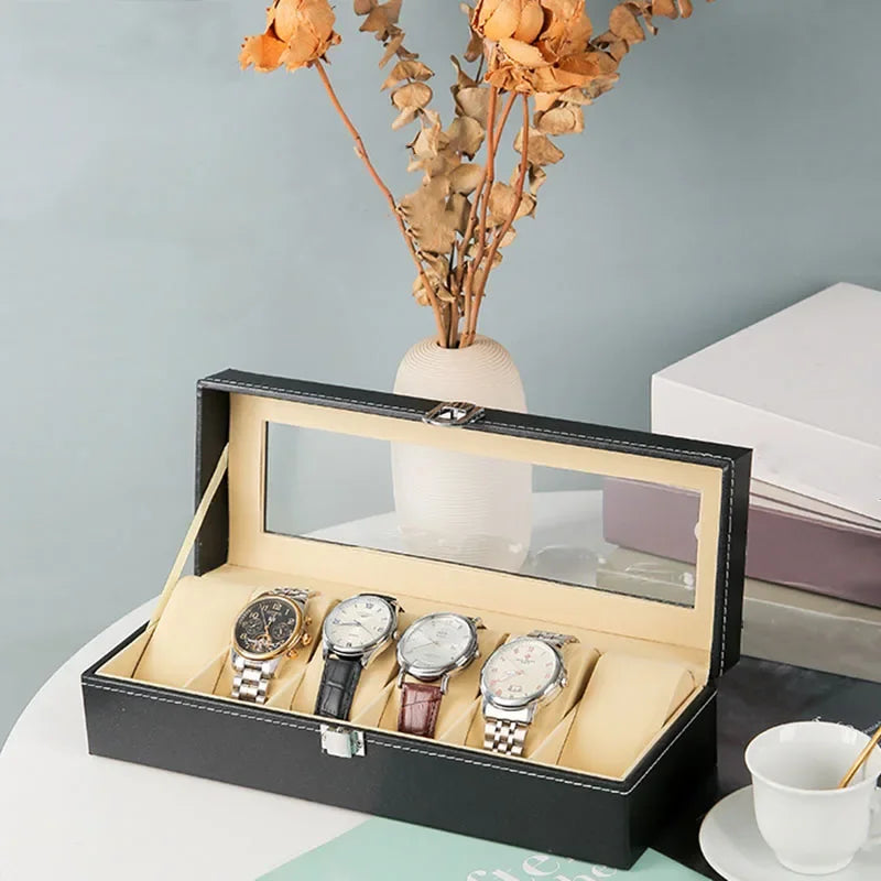 Leather Watch Box - Transparent Lid