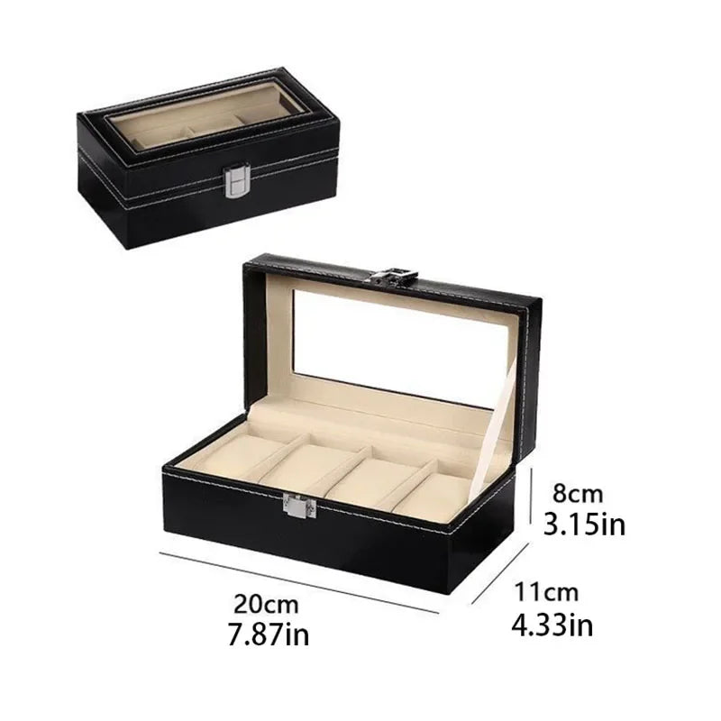 Leather Watch Box - Transparent Lid