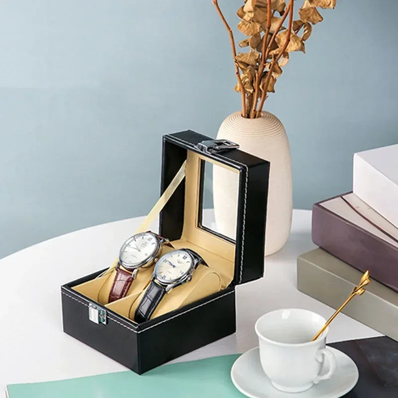 Leather Watch Box - Transparent Lid