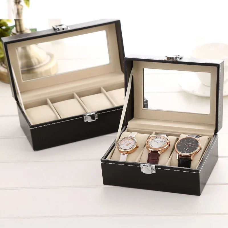 Leather Watch Box - Transparent Lid