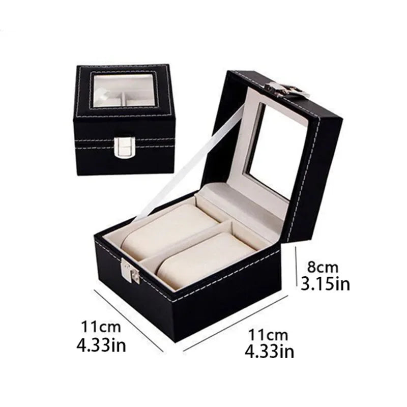 Leather Watch Box - Transparent Lid